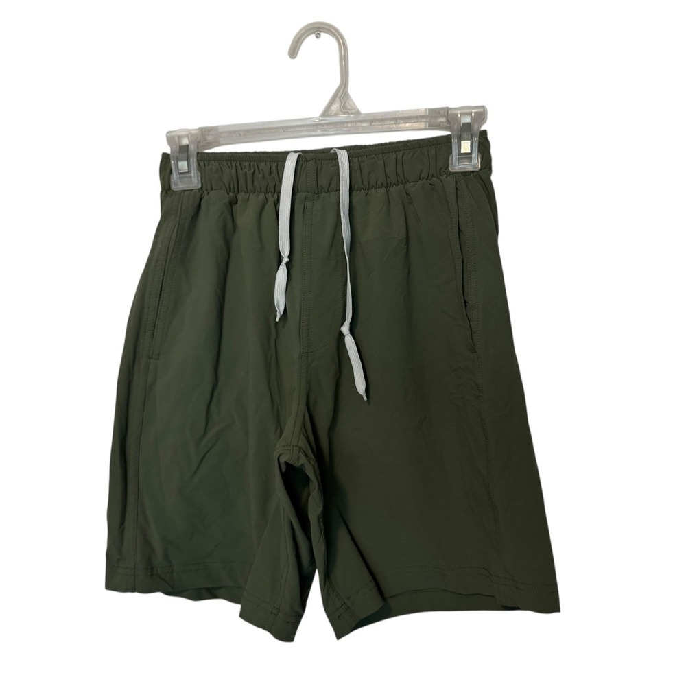 Olivers Apparel Shorts Mens Small Green Performance Nylon Stretch Drawstring Gym
